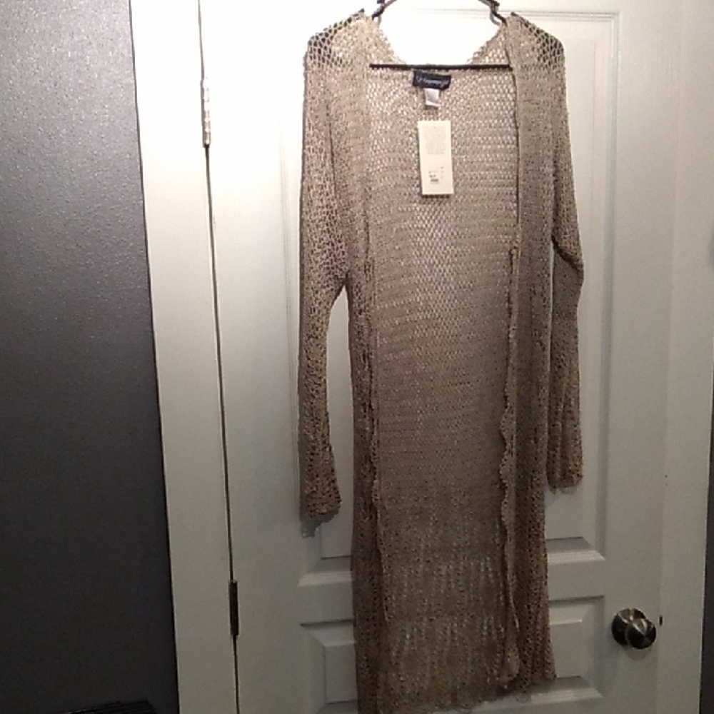 Women's Tan Open-Knit Sweater